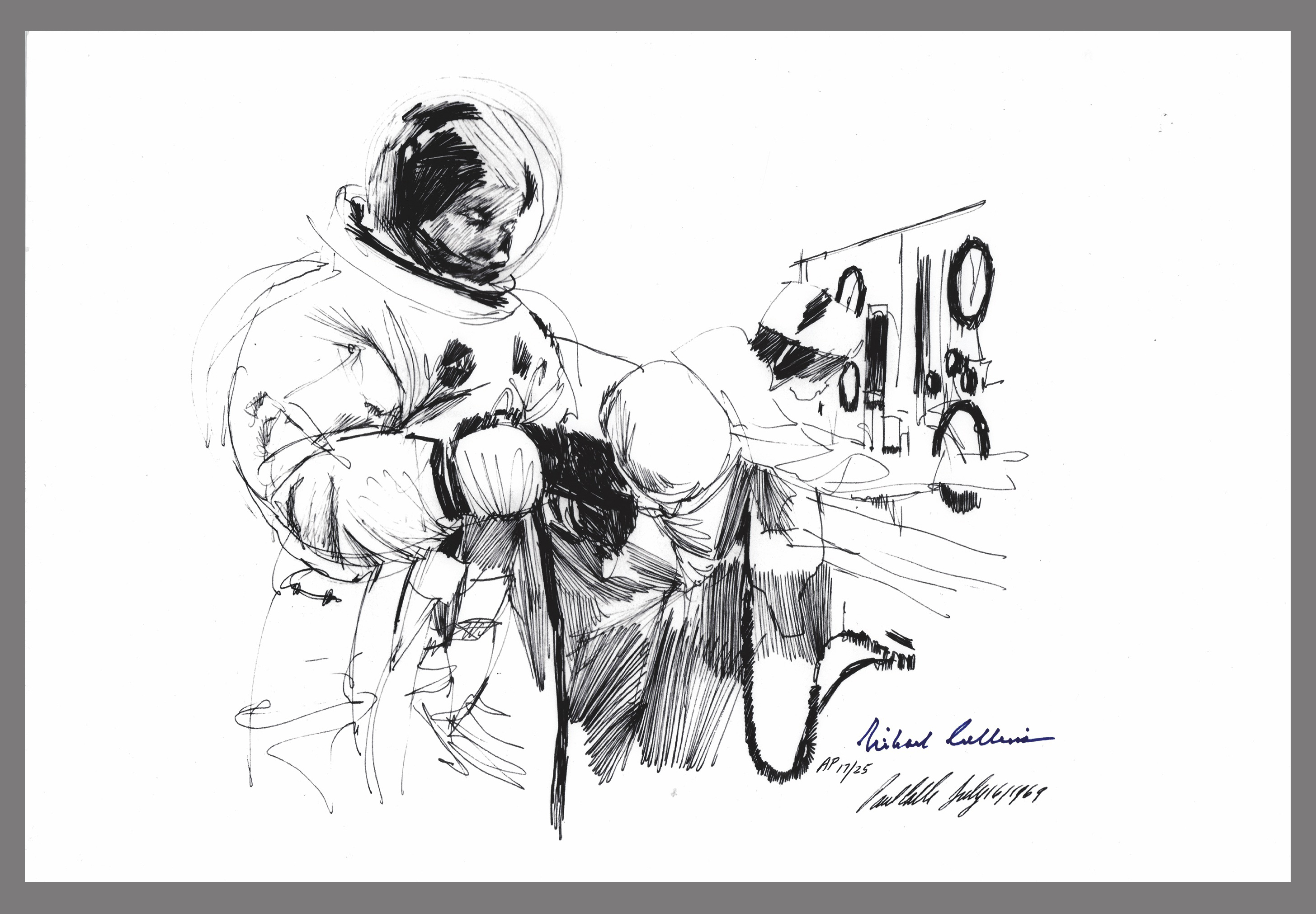 Lot #4157 Michael Collins Signed Limited Edition Print by Paul Calle - Image 1
