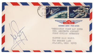 Lot #4118 Neil Armstrong Signed 'Neil Armstrong Airport' Dedication Air Mail FDC - Image 1