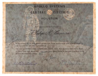 Lot #4133 Apollo 11 Crew-Signed General Electric Certificate - Image 1