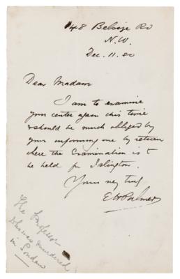 Lot #407 Edward Henry Palmer Autograph Letter