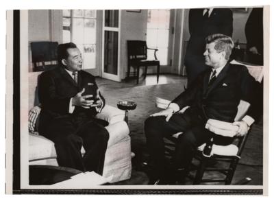 Lot #139 John F. Kennedy and Souvanna Phouma Original Wirephoto - Image 1