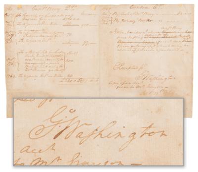 Lot #1 George Washington Autograph Document Signed – A 1769 Handwritten Mount Vernon Financial Ledger Listing Security on “Lands and Negroes” - Image 1