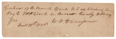 Lot #10 William Henry Harrison Autograph Document
