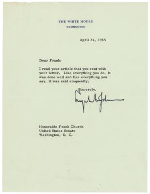 Lot #126 Lyndon B. Johnson Typed Letter Signed as President - Image 1