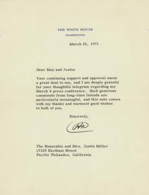 Lot #151 Richard Nixon Typed Letter Signed as President - Image 1