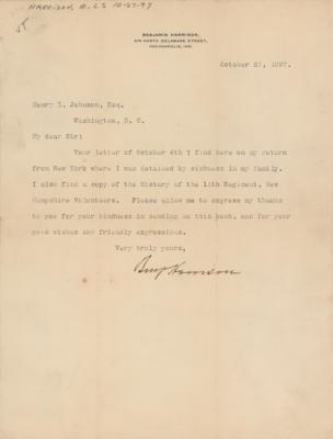 Lot #116 Benjamin Harrison Typed Letter Signed