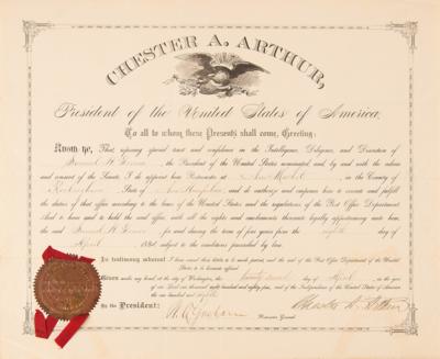 Lot #830 Chester A. Arthur Document Signed as