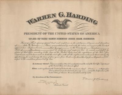 Lot #115 Warren G. Harding Document Signed as