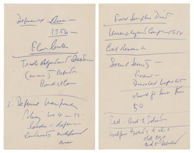 Lot #40 John F. Kennedy Handwritten Notes (2) as Senator on Social Security, Federal Aid, and Economics - Image 1