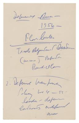 Lot #40 John F. Kennedy Handwritten Notes (2) as Senator on Social Security, Federal Aid, and Economics - Image 2