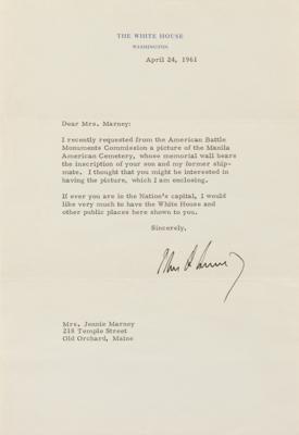 Lot #43 John F. Kennedy Typed Letter Signed as President, Memorializing a Fallen PT-109 Sailor - Image 1