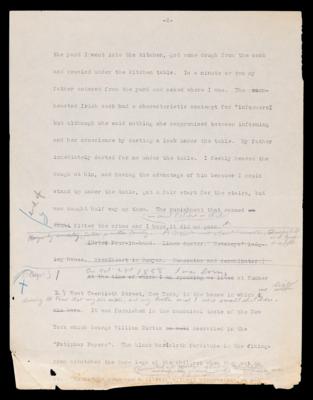 Lot #24 Theodore Roosevelt Hand-Corrected Manuscript for His Autobiography on "Boyhood and Youth" - Image 3