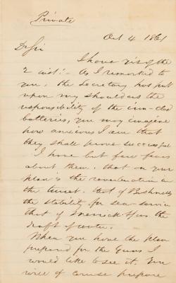 Lot #478 USS Monitor Archive: Letters to Ironclad Inventor John Ericsson, including Thomas Edison, George McLellan, Shipbuilders, and Admirals - Image 8
