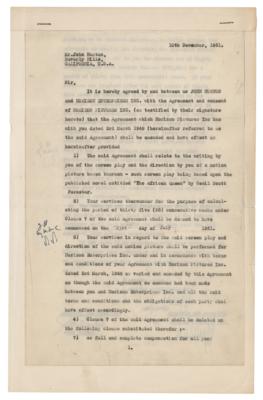 Lot #762 John Huston Document Signed for 'The African Queen' - Image 1