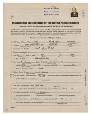 Lot #727 Lionel Barrymore Document Signed - Image 1