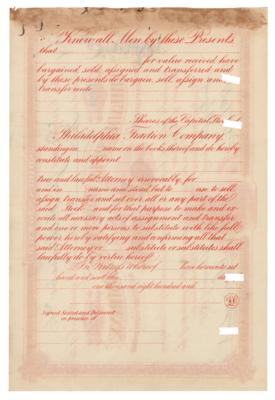 Lot #456 Titanic: George Widener Signed Stock Certificate - Image 2