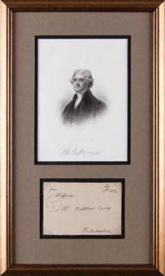 Lot #3 Thomas Jefferson Signed Free Frank to Mathew Carey - Image 2