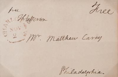 Lot #3 Thomas Jefferson Signed Free Frank to Mathew Carey - Image 3