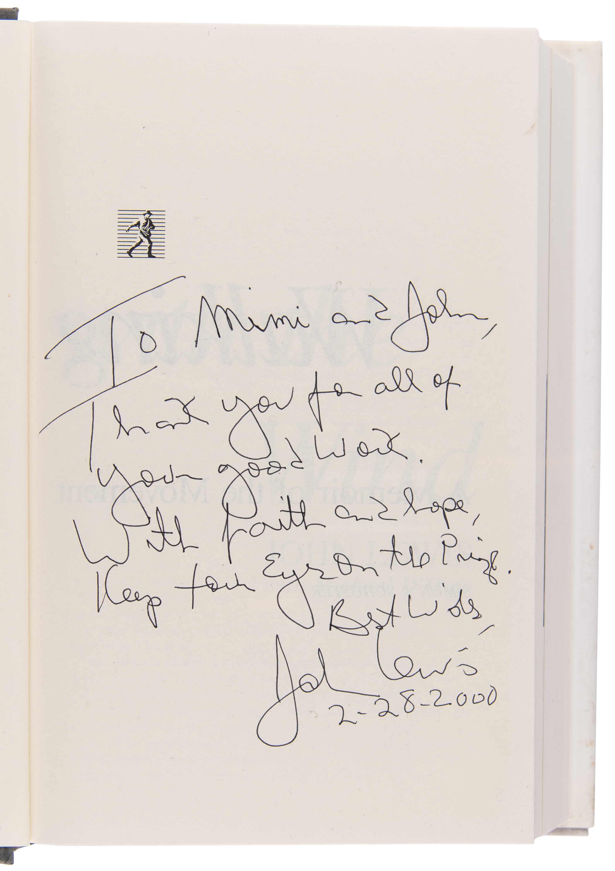 Lot #371 John Lewis Signed Book - Walking With the Wind - Image 4