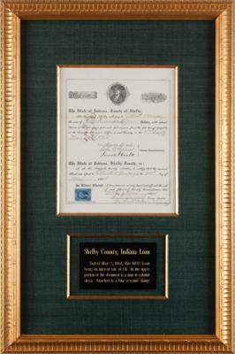 Lot #355 Indiana: Shelby County Loan Document (1864) - Image 1