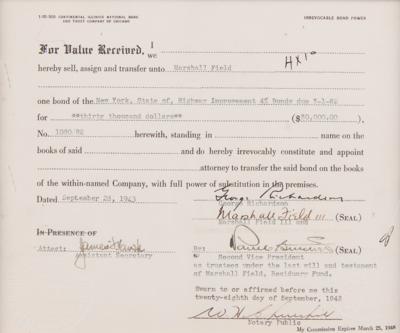 Lot #319 Marshall Field III Document Signed - Image 3