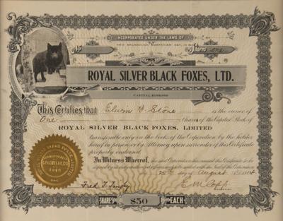Lot #427 Royal Silver Black Foxes Stock Certificate - Image 2