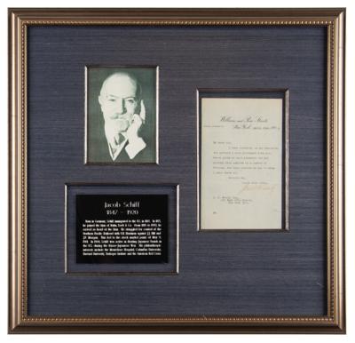 Lot #428 Jacob Schiff Typed Letter Signed