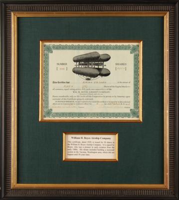 Lot #503 William H. Boyes Airship Company Stock Certificate - Image 1