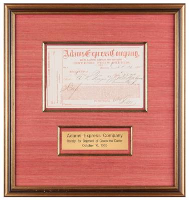 Lot #834 Adams Express Company Receipt (1865)