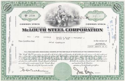 Lot #381 McLouth Steel Corporation Stock Certificate - Image 1