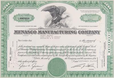 Lot #383 Menasco Manufacturing Company Stock Certificate - Image 1