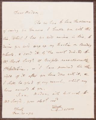Lot #837 Erasmus Darwin Autograph Letter Signed - Image 2