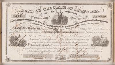 Lot #286 California: Bond for War Indebtedness, Funding "Suppression of Indian Hostilities" (1860) - Image 2
