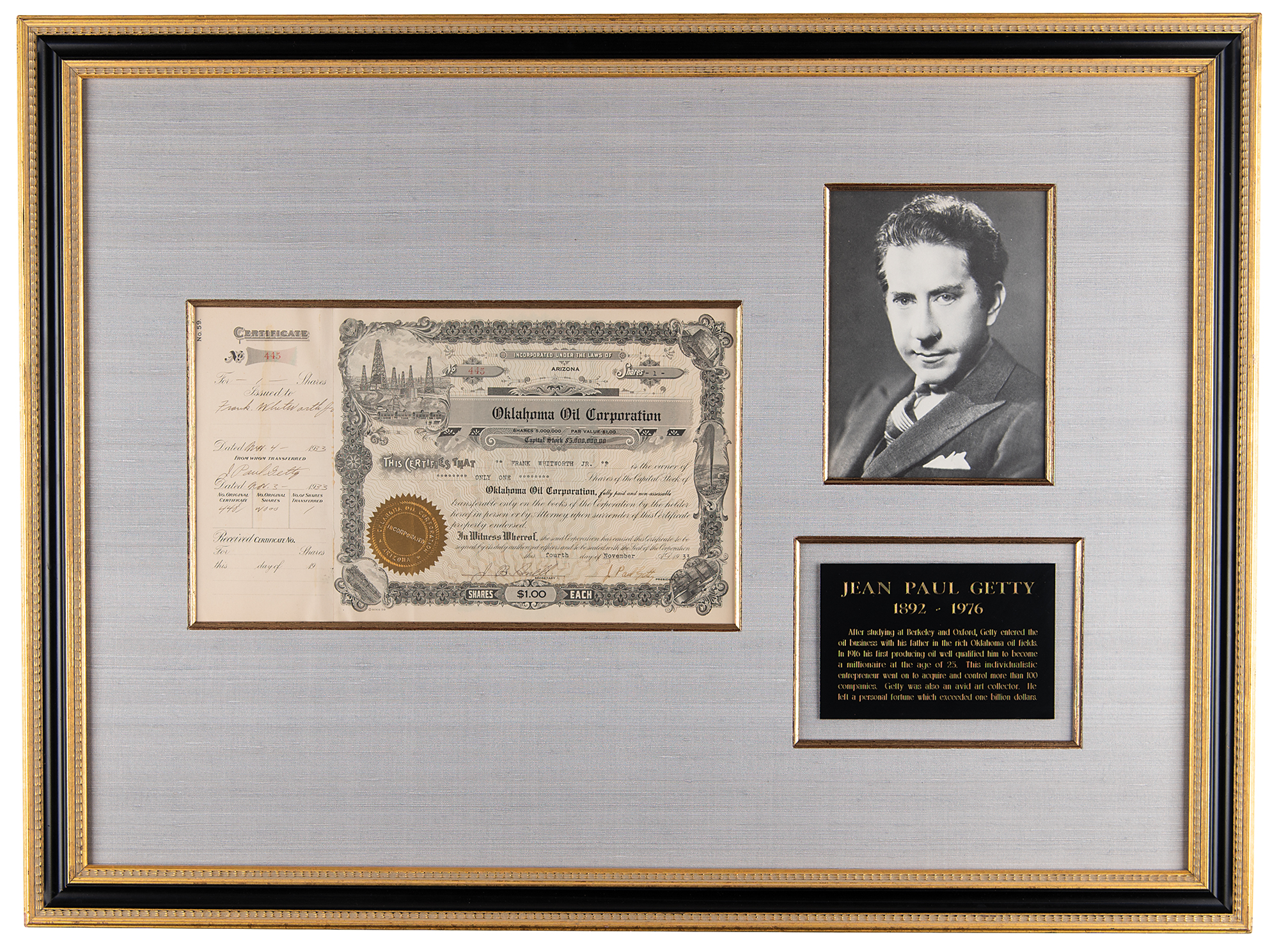 John Paul Getty Document Signed | RR Auction