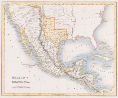 Lot #451 Texas and California: Hand-Colored Map of "Mexico & Guatemala" (c. 1830s-40s) - Image 1