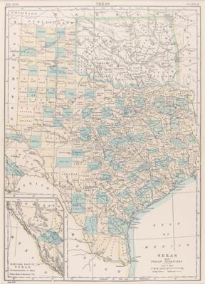 Lot #452 Texas and Native American Territory Map