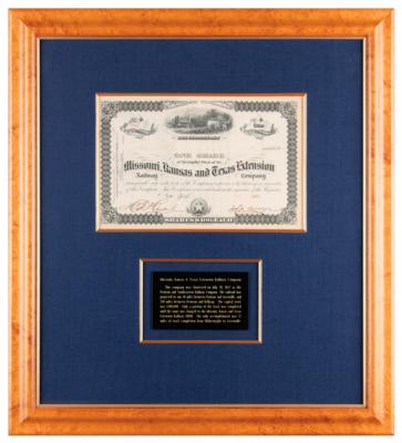 Lot #388 Missouri, Kansas and Texas Extension Railway Company Stock Certificate - Image 1