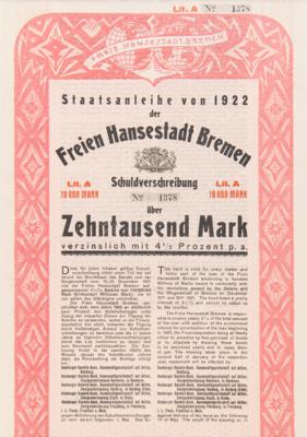 Lot #327 German Bond: Staatsanleihe von 1922 der