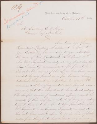 Lot #494 George B. McClellan Civil War-Dated Letter Signed on an Engineer's Promotion - Image 4