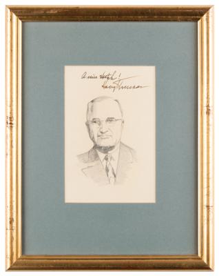 Lot #186 Harry S. Truman Signed Portrait Sketch - Image 3