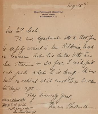 Lot #173 Eleanor Roosevelt Autograph Letter Signed