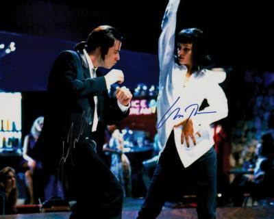 Lot #775 Pulp Fiction: Travolta and Thurman Oversized Signed Photograph - Image 1