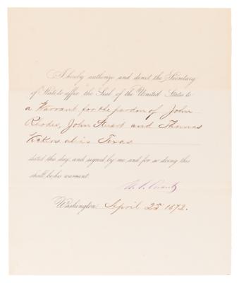 Lot #19 U. S. Grant Document Signed as President, Pardoning Three Robbers - Image 1