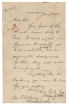 Lot #114 James A. Garfield Letter Signed