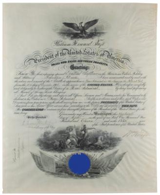 Lot #833 William H. Taft Document Signed as