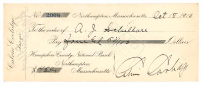 Lot #82 Calvin Coolidge Signed Check