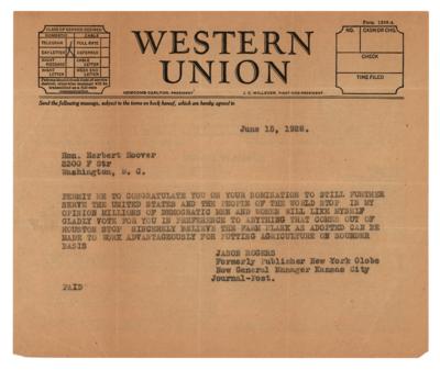 Lot #120 Herbert Hoover Typed Letter Signed on Presidential Nomination - Image 2