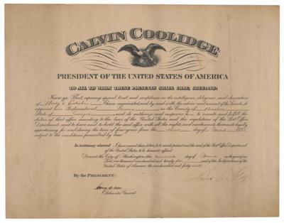 Lot #83 Calvin Coolidge Document Signed as