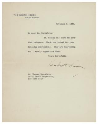 Lot #121 Herbert Hoover Typed Letter Signed as