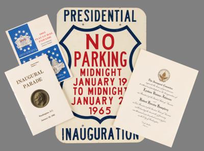 Lot #129 Lyndon B. Johnson Presidential Inauguration Street Sign, Invitation, and Parade Ephemera - Image 1